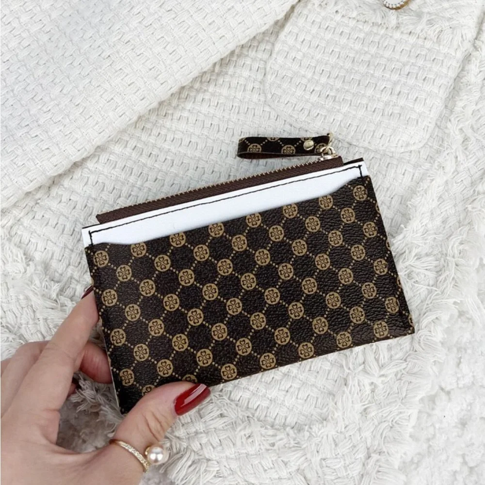 ⚠️Clearance Coffee Brown Printed Design Slim Cardholder / Wallet - Picture 2 of 4